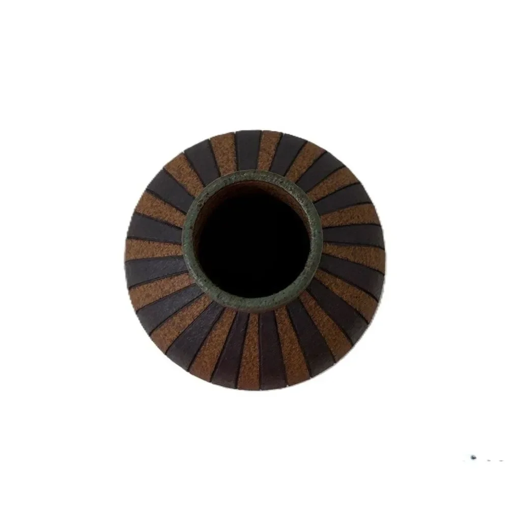 Vintage Steve Dominguez Mid Century Vertical Stripes Stoneware Vase San Diego